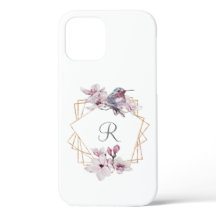Monogramm Rosa Weiße Magnolien Vogel Gold Rahmen
