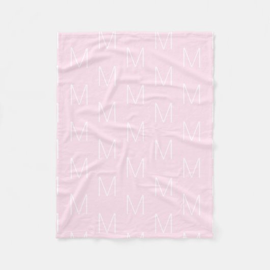 Monogramm rosa, weißes Anfangsbuchstabenmuster Fleecedecke (Vorderseite)