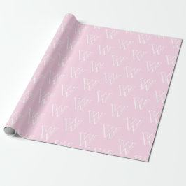 Monogramm rosa, weißes, individuelles Anfangsnumme Geschenkpapier