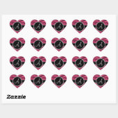 Monogramm rosa Zebrastreifen-Glitzer Herz-Aufkleber (Blatt)
