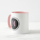Monogramm Rosa Zwei Tone Tasse (Vorderseite Links)