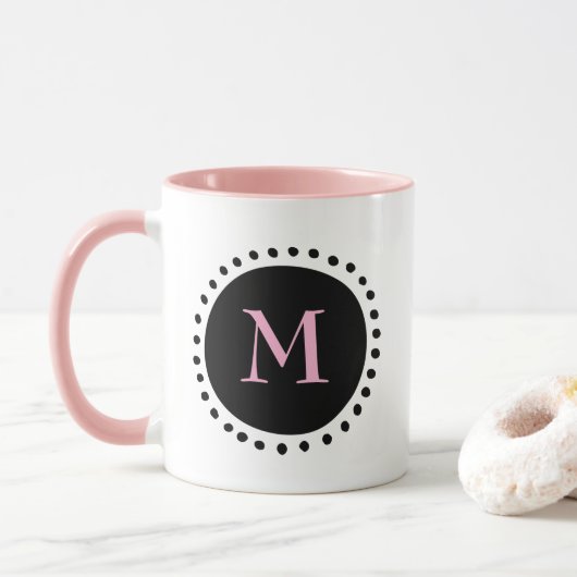 Monogramm Rosa Zwei Tone Tasse (Mit Donut)