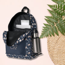 Monogramm Rosafarben Navy Blau Blumen Blüten