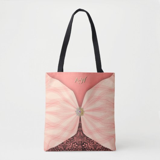 Monogramm Rosafarbenes Juwel-Textil-Illusion Tasche (Vorderseite)