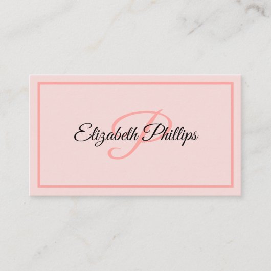 Monogramm-Rose-Basisbrief Beruflich Visitenkarte (Vorderseite)