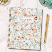 Monogramm Rose Blume Eukalyptus Blätter Floral Notizblock