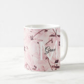 Monogramm Rose Blume Kaffee Tasse (VorderseiteRechts)