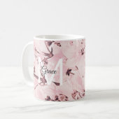 Monogramm Rose Blume Kaffee Tasse (Vorderseite Links)