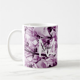 Monogramm Rose Blume Kaffee Tasse