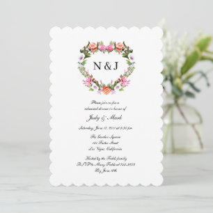 Monogramm Rose Blumenkohl Probe Abendessen Einladung