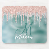 Monogramm: Rose, blush minze tropfen Mousepad (Vorne)