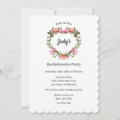 Monogramm Rose Bluthochdruck Junggeselinnen-Abschi Einladung (Vorderseite)