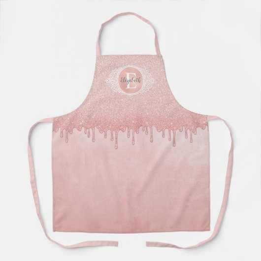 Monogramm-Rose des Glitzer zum Driften Schürze (Vorderseite)