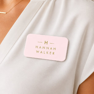 Monogramm Rosé Elegantes Gold Minimalistisch Namensschild