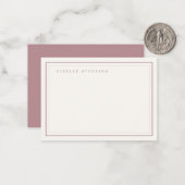 Monogramm Rosé Elfenbein Doppelrand Mitteilungskarte (Vorderseite/Rückseite Beispiel)