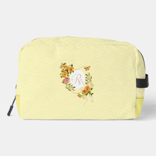 Monogramm-Rose-Flachband-Papiertüte Waschbeutel (Rückseite)