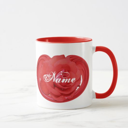 Monogramm Rose Floral Tasse (Rechts)