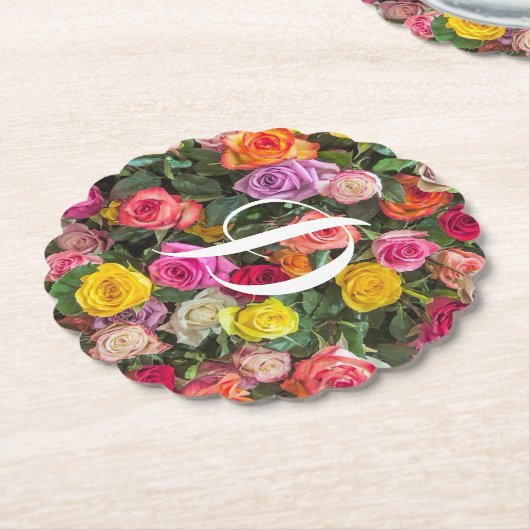 Monogramm-Rose-Gastgeschenk Hochzeit Untersetzer (angewinkelt)