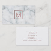Monogramm Rose Gold auf Marmordesign Visitenkarte (Vorne/Hinten)