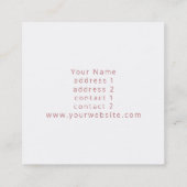 Monogramm Rose Gold auf weißem Marmor Quadratische Visitenkarte (Rückseite)