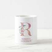 Monogramm Rose Gold Blume Letter R Kaffeetasse (Mittel)