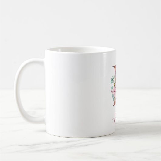 Monogramm Rose Gold Blume Letter R Kaffeetasse (Links)