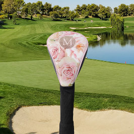 Monogramm Rose Gold Blush Pink Aquarellfarben Golf Headcover