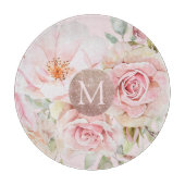 Monogramm Rose Gold Blush Pink Aquarellfarben Schneidebrett (Vorderseite)