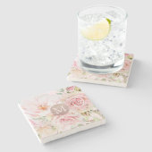 Monogramm Rose Gold Blush Pink Aquarellfarben Steinuntersetzer (Seitenansicht)