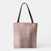Monogramm-Rose Gold Glitterfolie Tasche (Rückseite)