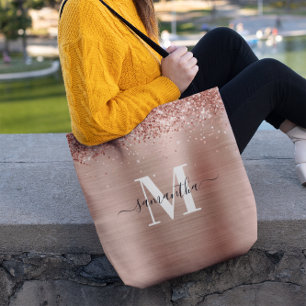 Monogramm-Rose Gold Glitterfolie Tasche
