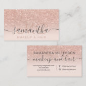 Monogramm Rose Gold Glitzer ombre Erröten Haar Visitenkarte (Vorne/Hinten)