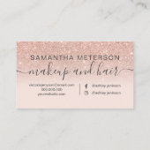 Monogramm Rose Gold Glitzer ombre Erröten Haar Visitenkarte (Rückseite)