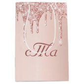 Monogramm Rose Gold Glitzer Rosa Funkeln Hochzeit Mittlere Geschenktüte (Vorderseite)