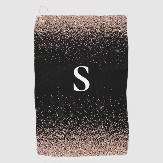 Monogramm-Rose Gold Golfhandtuch (Vorderseite)