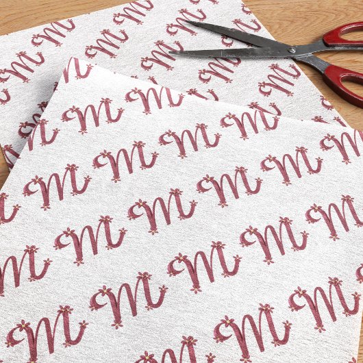 Monogramm Rose Gold Letter M Tissue Paper Seidenpapier
