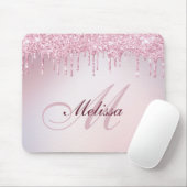 Monogramm Rose Gold lila Glitzer-Mauspad Mousepad (Mit Mouse)