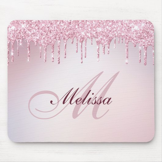 Monogramm Rose Gold lila Glitzer-Mauspad Mousepad (Vorne)