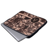 Monogramm Rose Gold Marmor Laptopschutzhülle (Vorne Knopf)