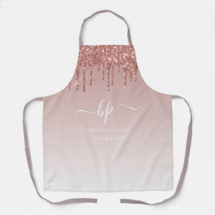 Monogramm Rose Gold Metallischer Glitzer Beruflich Schürze