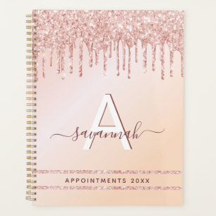 Monogramm Rose, goldfarbener Glitzer Planer