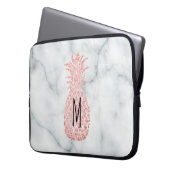 Monogramm Rose Goldpaprika Glitzer Ananas Laptopschutzhülle (Vorderseite Links)