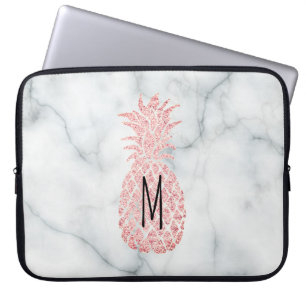 Monogramm Rose Goldpaprika Glitzer Ananas Laptopschutzhülle