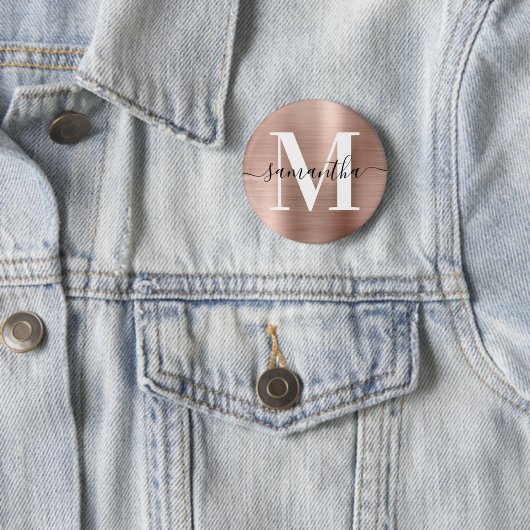 Monogramm-Rose Goldschimmer-Folie Button (Beispiel)