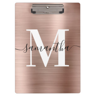 Monogramm-Rose Goldschimmer-Folie Klemmbrett