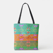 Monogramm Rose Herz Apricot aquamarin und Moss Tasche (Rückseite)
