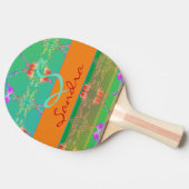 Monogramm Rose Herz Apricot aquamarin und Moss Tischtennis Schläger (Seitenansicht)
