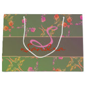 Monogramm Rose Herz und Lila Moss Große Geschenktüte (Vorderseite)