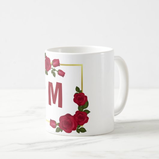 Monogramm-Rose Kaffeetasse (VorderseiteRechts)