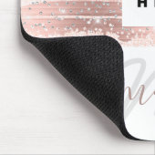 Monogramm-Rose mit benutzerdefinierten Logo, rosa  Mousepad (Ecke)